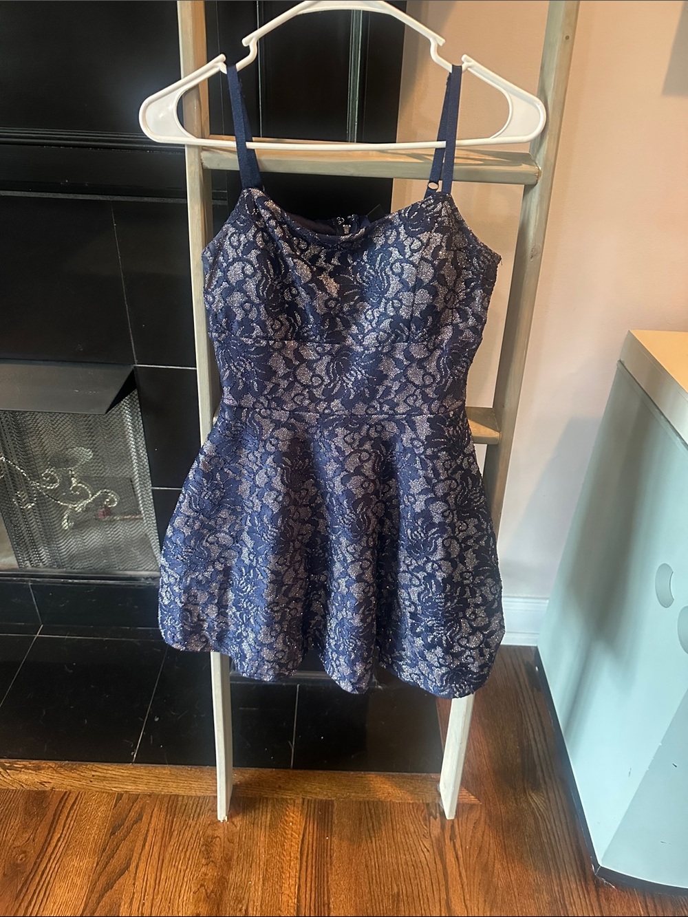 Windsor Navy Blue Lace Fit-and-Flare Dress